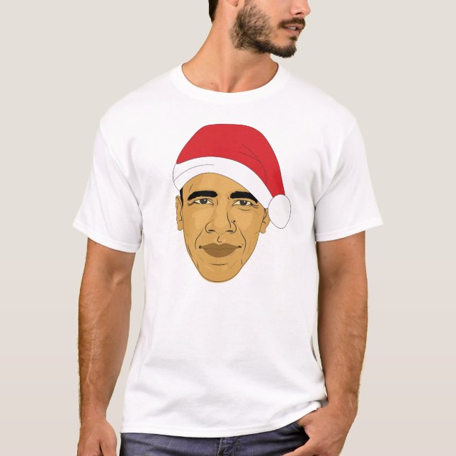 Camiseta T do Natal de Obama Claus Barack Obama (Frente)
