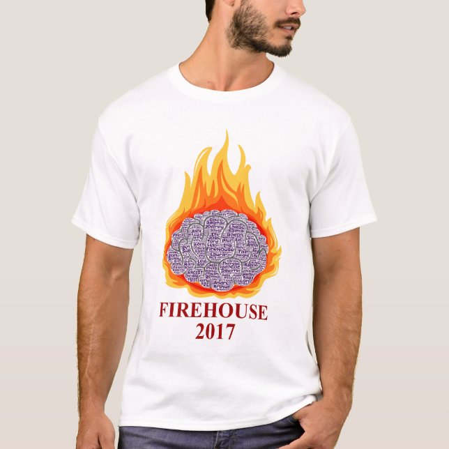 Camiseta T do pescoço de grupo de 2017 homens flamejantes (Frente)