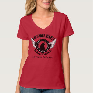 Camiseta T do pescoço do Vee das senhoras