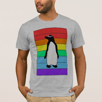 Camiseta T do pinguim do arco-íris 3D