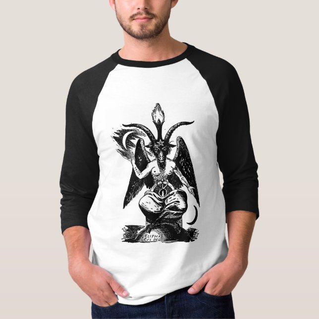 Camiseta T do Raglan de SNZ Baphomet (Frente)