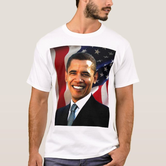 Camiseta T do retrato de Barack Obama (Frente)