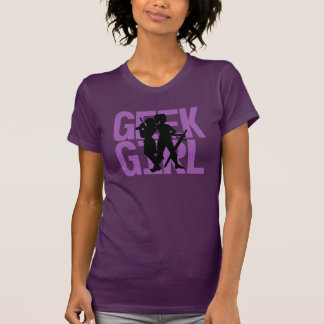 Camiseta T do roxo da menina do geek