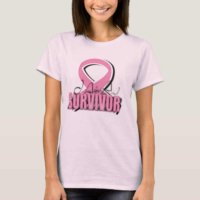 Camiseta T do sobrevivente do cancro da mama (Frente)