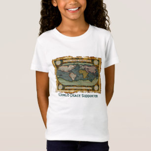 Camiseta T do suporte da paz de mundo do mapa de Velho