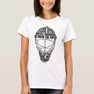 Camiseta T do texto da máscara do Goalie do hóquei