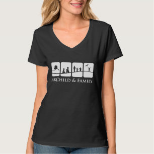 Camiseta T do V-Pescoço das mulheres da criança & da