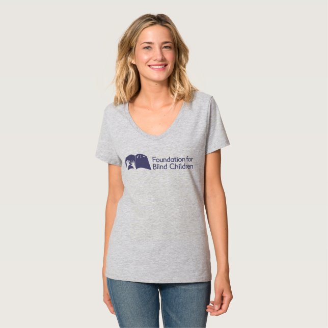 Camiseta T do v-pescoço das senhoras (Frente Completa)