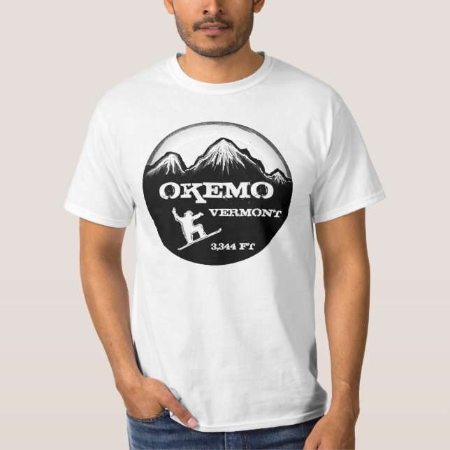 Camiseta T do valor da arte do snowboard de Okemo Vermont (Frente)
