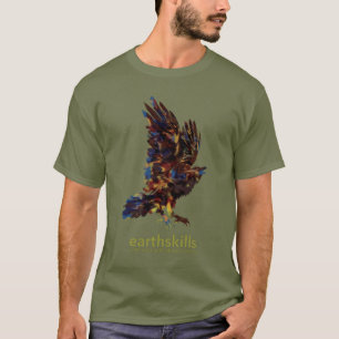 Camiseta T do verde da fadiga do corvo de EarthSkills