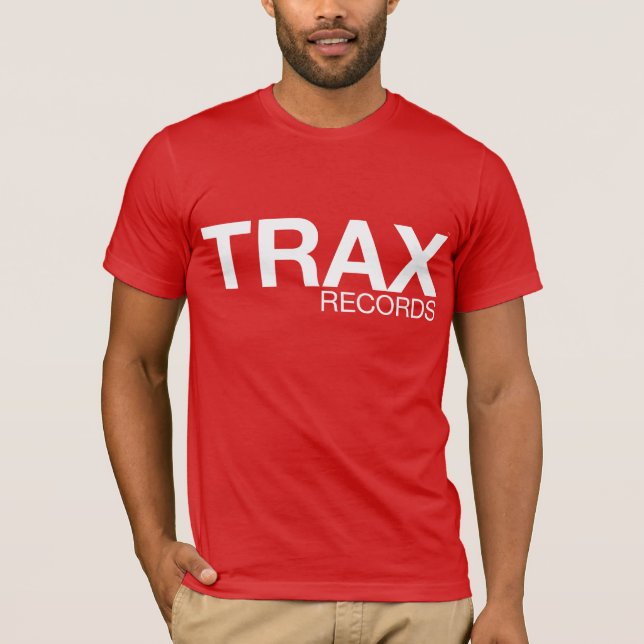 Camiseta T do vermelho da assinatura dos registros de TRAX (Frente)