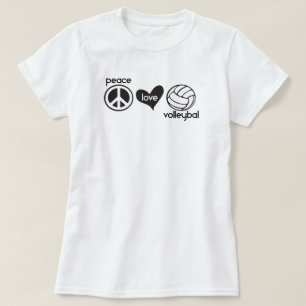 Camiseta T do voleibol do amor da paz
