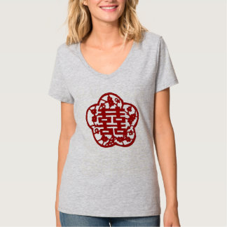 Camiseta T dobro chinês da felicidade