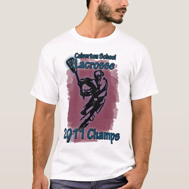 Camiseta T dos campeões do Lacrosse da escola de Calverton (Frente)