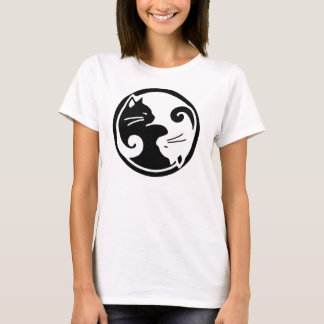 Camiseta T dos gatos do Yin Yang das mulheres