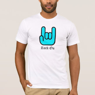 Camiseta T dos homens da mão do sinal da rocha