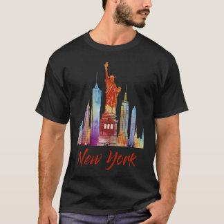 Camiseta T dos homens de New York - preto