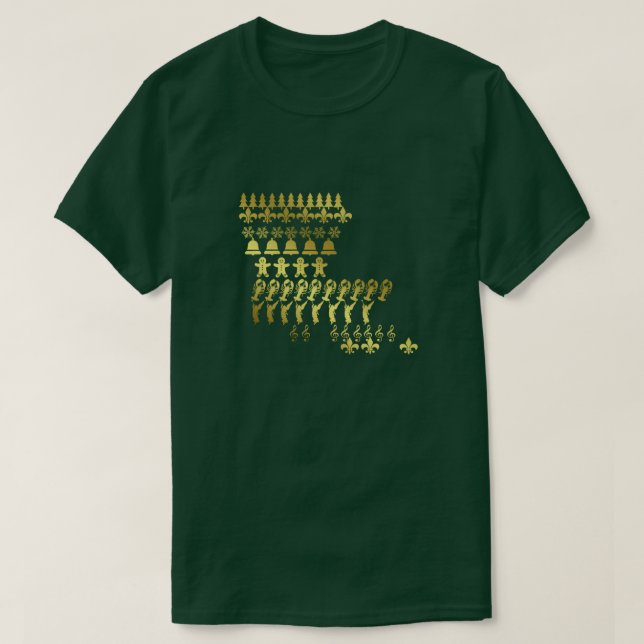 Camiseta T Dourado do impressão do feriado do Natal de (Frente do Design)
