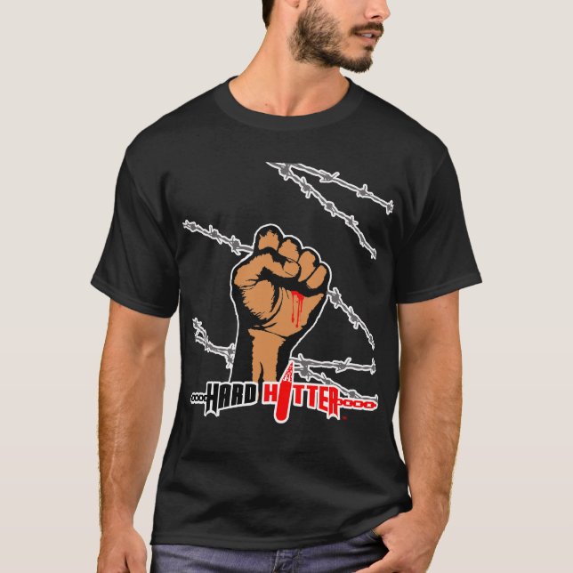 Camiseta T duro da obscuridade do fio de Barb do lançador (Frente)