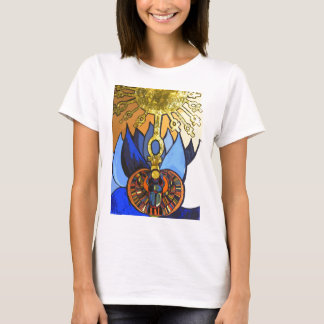 Camiseta T egípcio de Lotus azul Aten do escaravelho