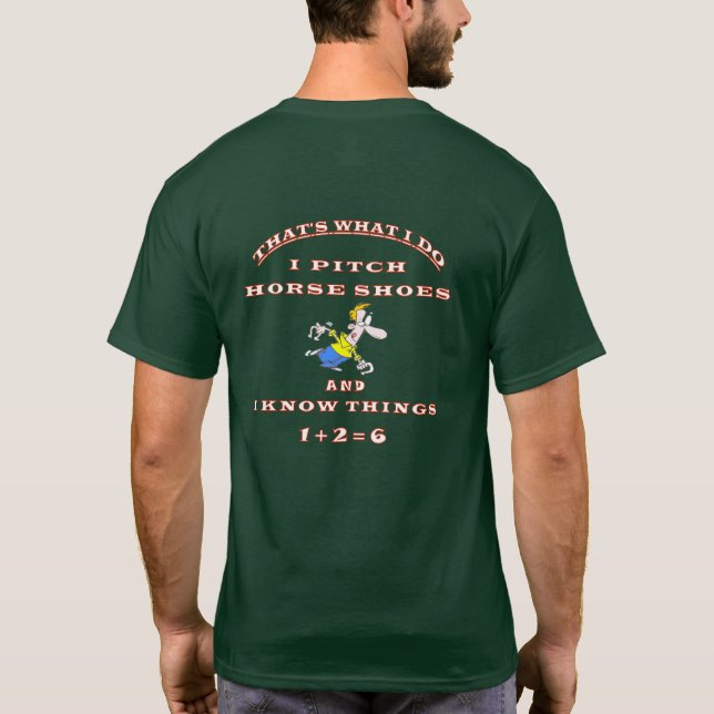 Camiseta T em ferradura escuro básico do lançamento (Verso)