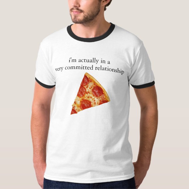 Camiseta T engraçado da campainha da relação da pizza (Frente)