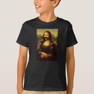 Camiseta T engraçado do bigode da Mona Lisa dos miúdos por