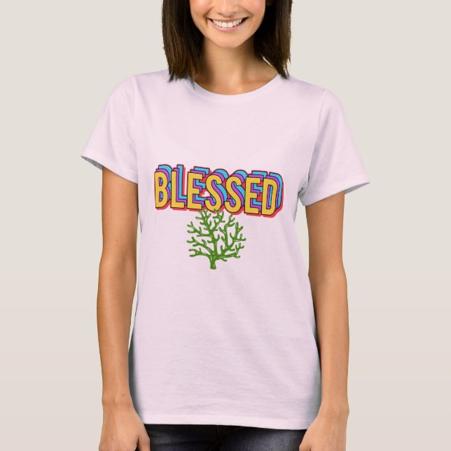Camiseta T enraizada e abençoada árvore (Frente)