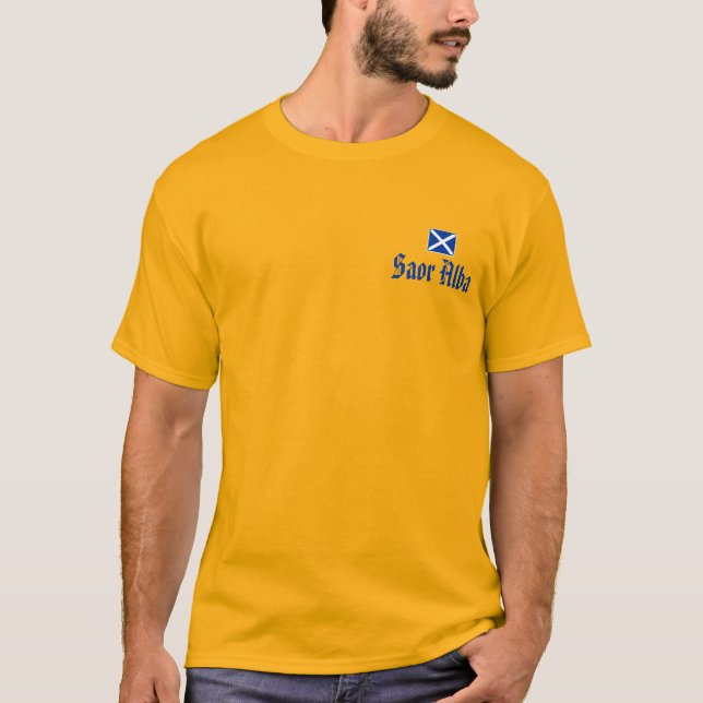 Camiseta T escocês alba gaélico da independência de Saor (Frente)