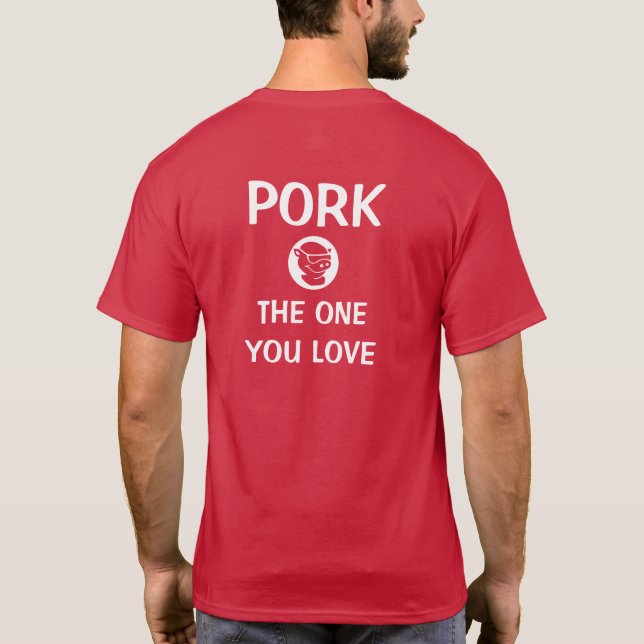 Camiseta T escuro - "carne de porco - essa que você ama " (Verso)