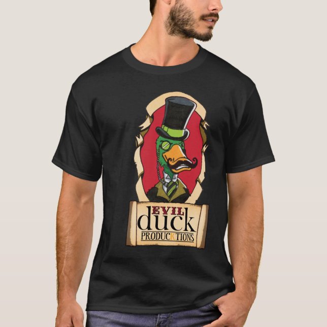 Camiseta T escuro mau do pato (logotipo ilustrativo) (Frente)