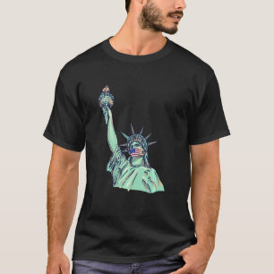 Camiseta T Estátua Da Liberdade Com Máscara