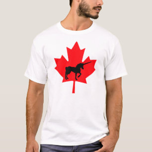 Camiseta T estranho do unicórnio do t-shirt preto canadens
