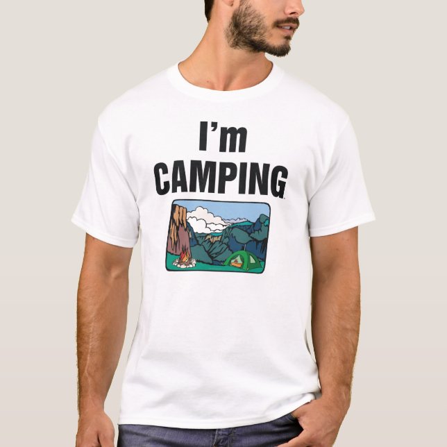 Camiseta T eu estou acampando (Frente)