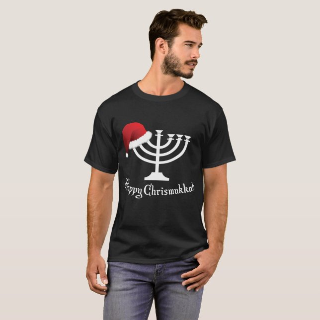 Camiseta T feliz de Hanukkah do Natal do t-shirt | de (Frente Completa)