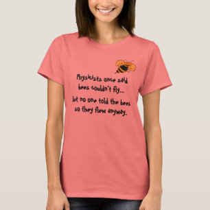 Camiseta T feliz dos desenhos animados da física da abelha