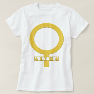 Camiseta T fêmea alfa