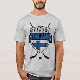 Camiseta T finlandês de Suomi do protetor do hóquei em ge
