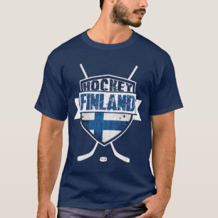 Camiseta T finlandês do logotipo do hóquei, Suomi