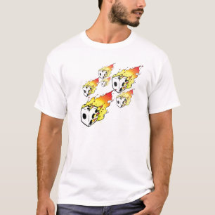 Camiseta T flamejante dos dados