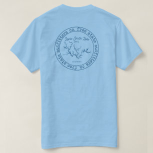 Camiseta T frente e verso do mapa do lago Lewis Smith