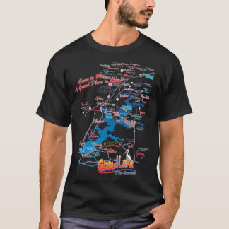 Camiseta T grande do mapa da APROVAÇÃO do lago