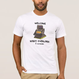 Camiseta T impresso do robô Overlords bem-vindos