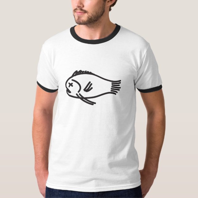 Camiseta T inoperante ilustrado dos peixes (Frente)
