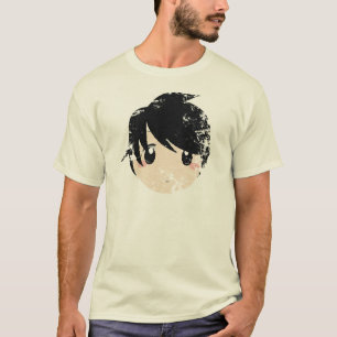 Camiseta T japonês afligido vintage da cara do Anime