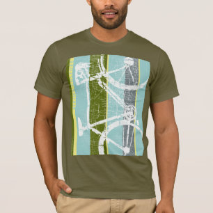 Camiseta T legal da bicicleta com listras verticais