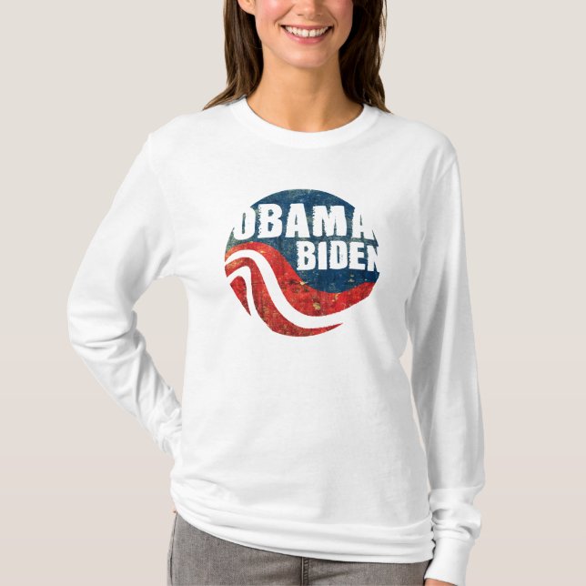Camiseta T longo da Capa das mulheres de Obama Biden do (Frente)