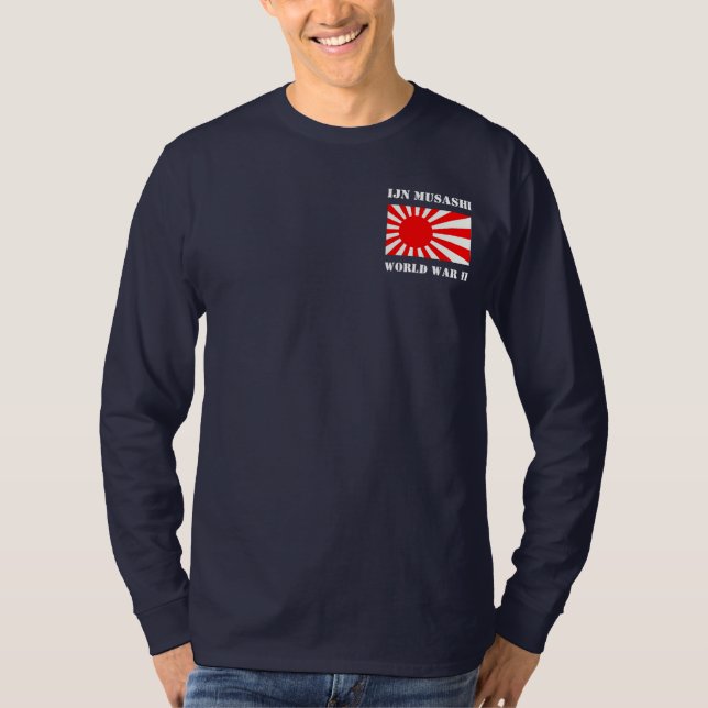 Camiseta T longo da Capa de Musashi da navio de guerra de (Frente)