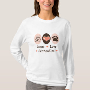 Camiseta T longo da Capa de Schnoodles do amor da paz