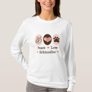 Camiseta T longo da Capa de Schnoodles do amor da paz